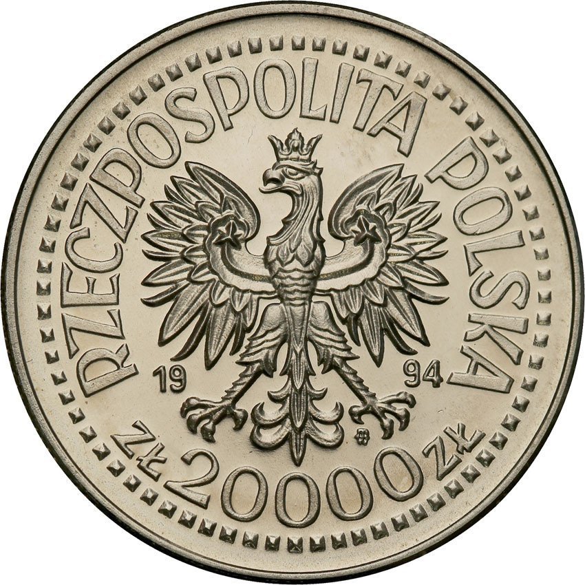 III RP. PRÓBA Nikiel 20 000 złotych 1994 Mennica